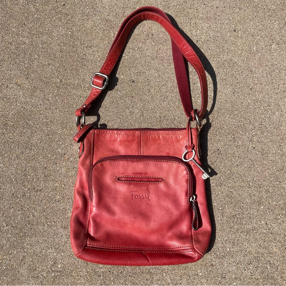 Fossil Red Leather Women's Bag